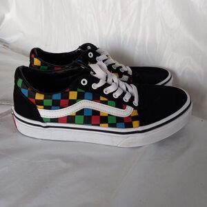 Vans Old Skool Kids Size 3.5 Rainbow Checkered Sneakers Shoes